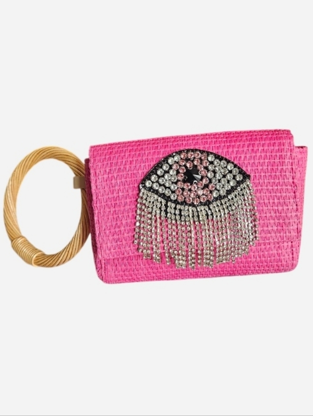 Pink Rhinestone Eye Wristlet